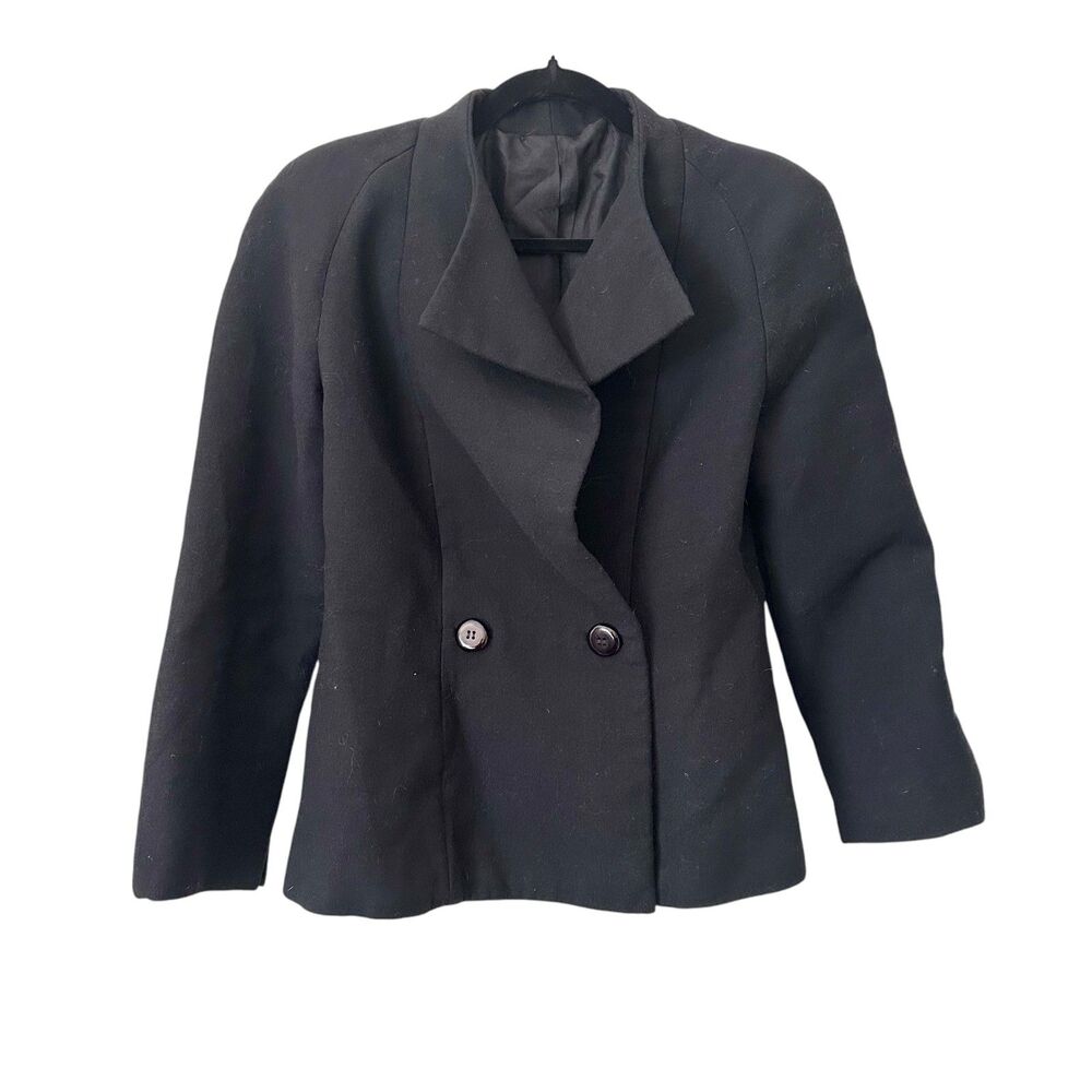 VINTAGE Wool‎ Fitted Blazer Jacket Black